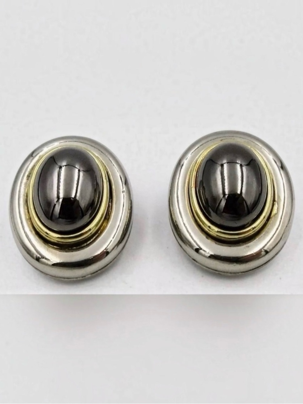Vintage Silver & Gold Toned Omega Clip-On
Earrings Signed LCi Liz Claiborne